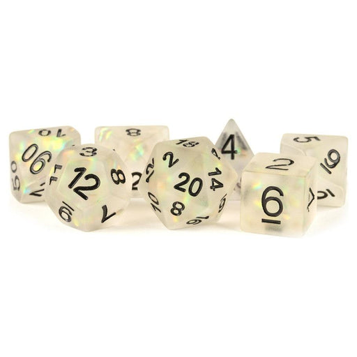 16mm Resin Poly Dice Set: Icy Opal - Clear - Boardlandia