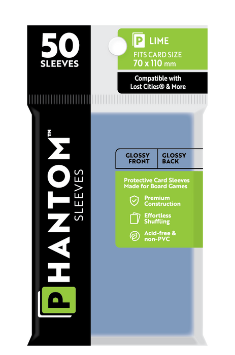 Phantom Sleeves: "Lime Size" (70mm x 110mm) - Gloss/Gloss (50)