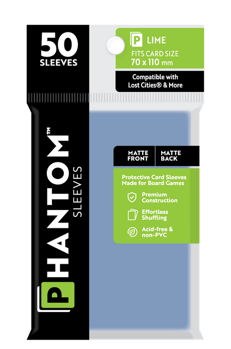 Phantom Sleeves: "Lime Size" (70mm x 110mm) - Matte/Matte (50)