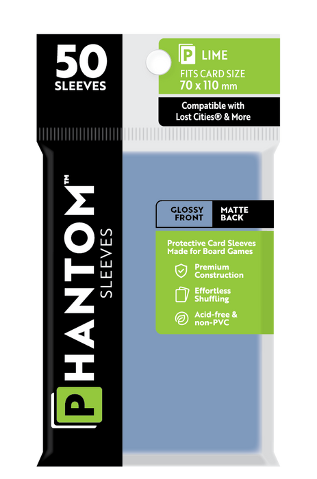Phantom Sleeves: "Lime Size" (70mm x 110mm) - Gloss/Matte (50)