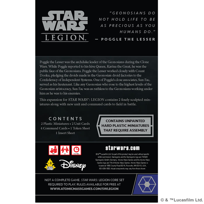 Star Wars  Legion - Sun Fac & Poggle the Lesser Commander Expansion