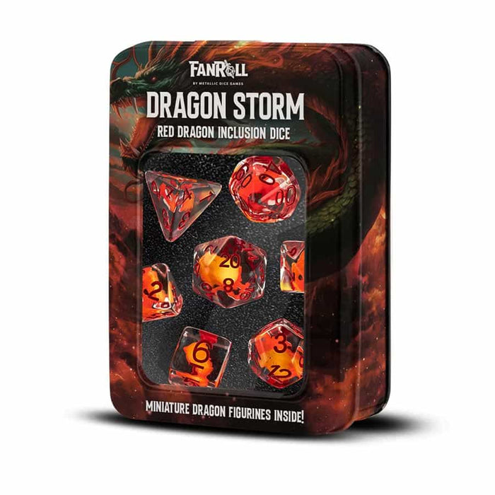 Fanroll - Dragon Storm - Inclusion Resin Dice Set - Red Dragon