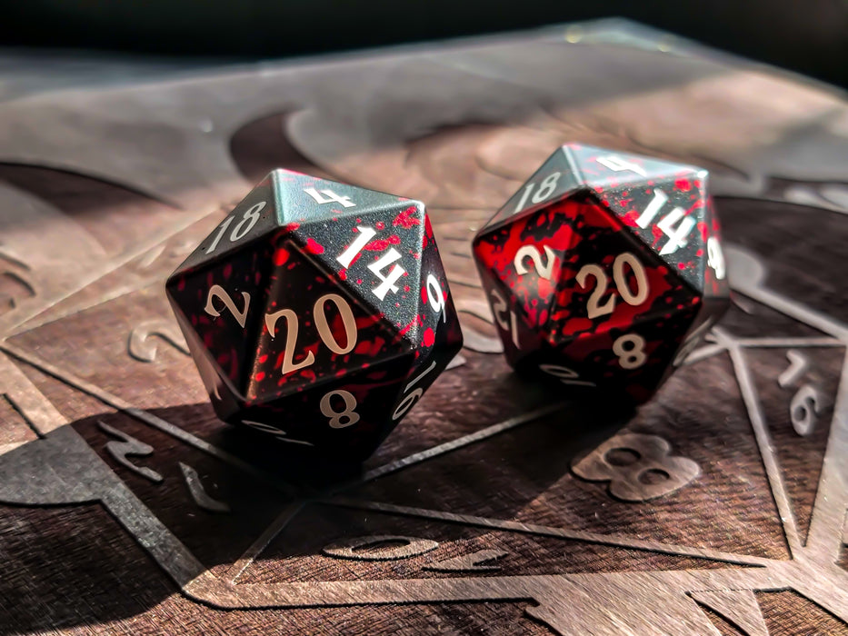 Level Up Dice - 35mm Siith Metal Mania Font - Aluminium D20