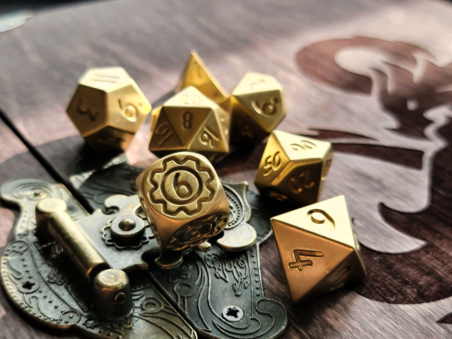 Level Up Dice - Progress - Brass Dice (7ct Polyhedral Set)