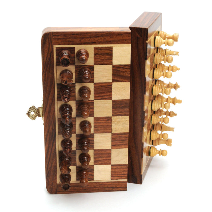 7 Inch Wood Magnetic Folding Chess Set (4207A) - Boardlandia