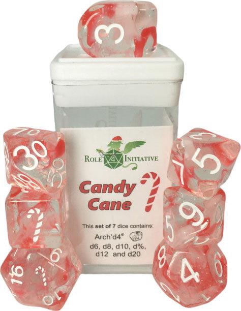 Polyhedral Dice: Diffusion Candy Cane Set of 7 - Boardlandia