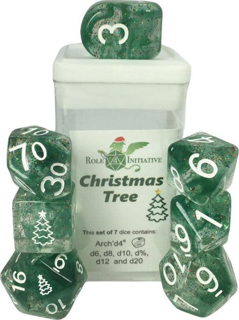 Polyhedral Dice: Diffusion Christmas Tree Set of 7 - Boardlandia