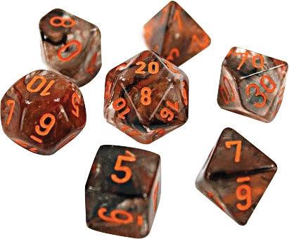 7ct Lab Dice Nebula Poly Set: Copper Matrix/ Orange - Boardlandia