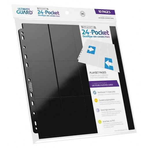 24-Pocket Side-Loading Supreme Pages - Standard Size - Black (10 Pack) - Boardlandia
