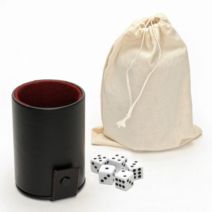 Black Vinyl Dice Cup with Dice and Storage - Boardlandia