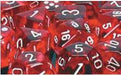 D6 -- 12Mm Translucent Dice, Red/White; 36Ct - Boardlandia