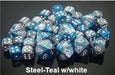 7 Dice Set - Gemini Steel-Teal With White - Boardlandia