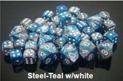 D6--12Mm Gemini Dice Steel-Teal With White; 36Ct - Boardlandia