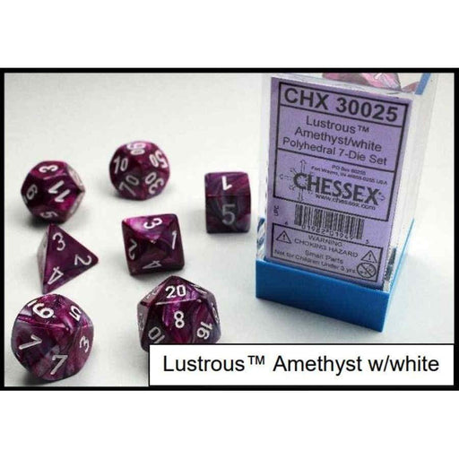 Lab Dice Lustrous: Poly Amethyst/White (7) - Boardlandia