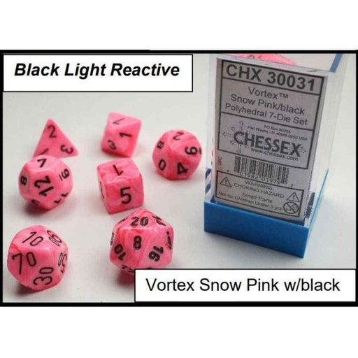 Lab Dice Vortex: Poly Snow Pink/Black(7) - Boardlandia