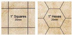 Battlemat - Reversible - 1" Squares & Hexes, 23 1/2" X 26" - Boardlandia