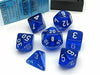 7ct Set Translucent Mini-Polyhedral Blue/White Dice - Boardlandia