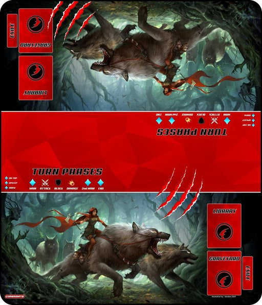 Gamermats - Two-Player XL Playmat - Dark Red Riding Hood - Boardlandia