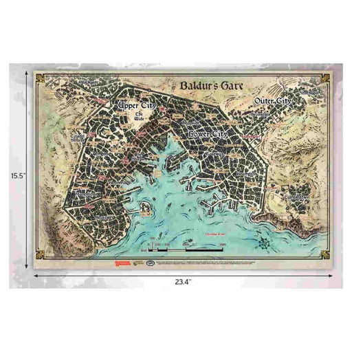 Dungeons and Dragons: Baldur's Gate - Descent into Avernus - Baldur's Gate Vinyl Map (23 x 17) - Boardlandia