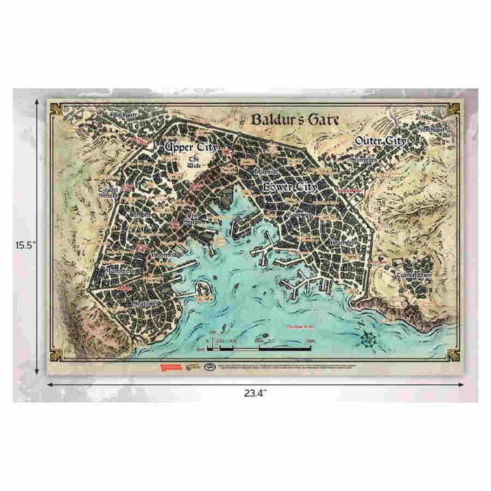 Dungeons and Dragons: Baldur's Gate - Descent into Avernus - Baldur's Gate Vinyl Map (23 x 17) - Boardlandia