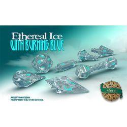 Polyhero Dice: Wizard Set - Ethereal Ice With Burning Blue - Boardlandia