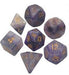 7 Count Poly Dice Set - Blue-White With Gold - Boardlandia