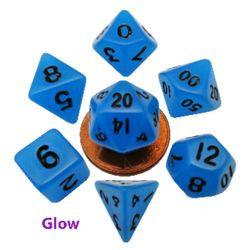 7 Count Mini Resin Glow Poly Dice Set - Blue - Boardlandia