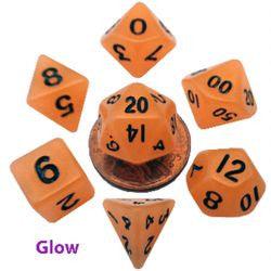 7 Count Mini Resin Glow Poly Dice Set - Orange - Boardlandia
