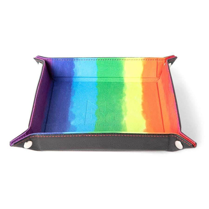 Velvet Folding Dice Tray With Leather Backing - Rainbow - Boardlandia