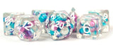 7 Count Dice Poly Set: Resin Pearl Gradient Purple Teal and White - Boardlandia