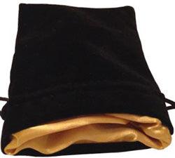 4"X6" BLACK VELVET DICE BAG WITH GOLD SATIN LINING - Boardlandia