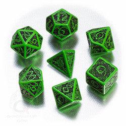 Celtic 3D Dice Set (7 Dice) In Green And Black - Boardlandia