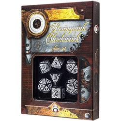 Steampunk Clockwork Dice Set (7) - Black And White - Boardlandia