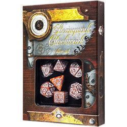 Steampunk Clockwork Dice Set (7) - Caramel And White - Boardlandia