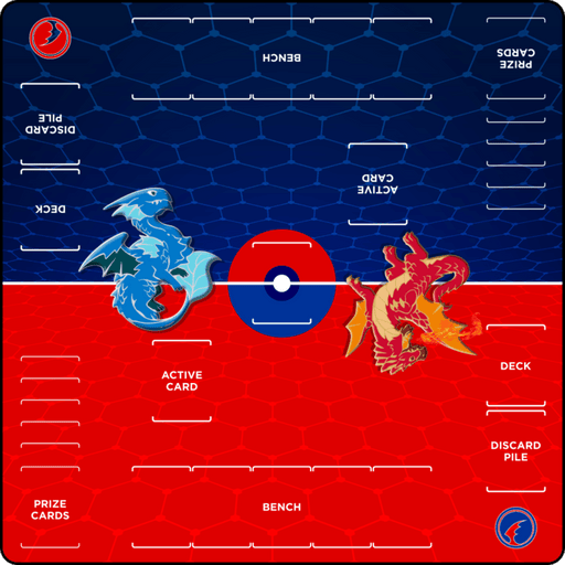 Gamermats - Two-Player XL Playmat - Red v Blue (Pokémon) - Boardlandia