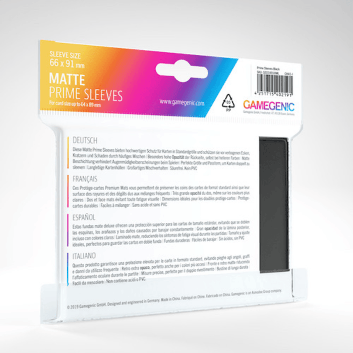 Matte Prime Card Sleeves: Black - Boardlandia