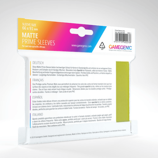 Matte Prime Card Sleeves: Lime Green - Boardlandia