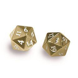 Heavy Metal Dice D20: Set Of 2 - Gold With White Numbers (85089) - Boardlandia