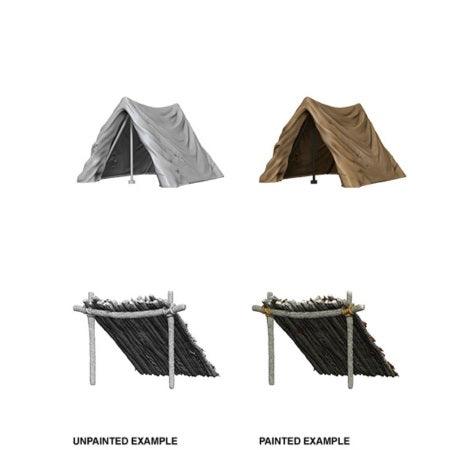 WizKids Deep Cuts Unpainted Miniatures: Tent and Lean-To - Boardlandia