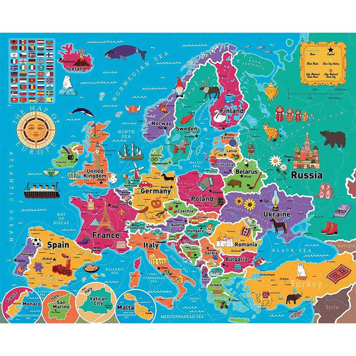 850 Piece Map of Europe Puzzle - Boardlandia