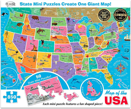 850 Piece Map of USA Puzzle - Boardlandia