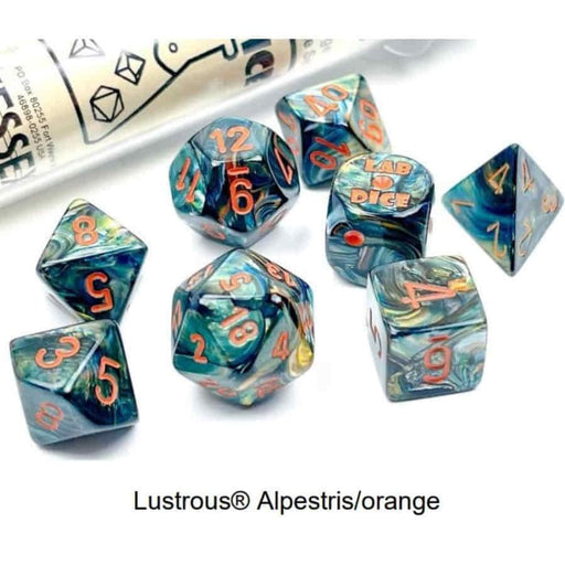 7ct Lab Dice (Series 5) - Lustrous Alpestris/Orange - Boardlandia