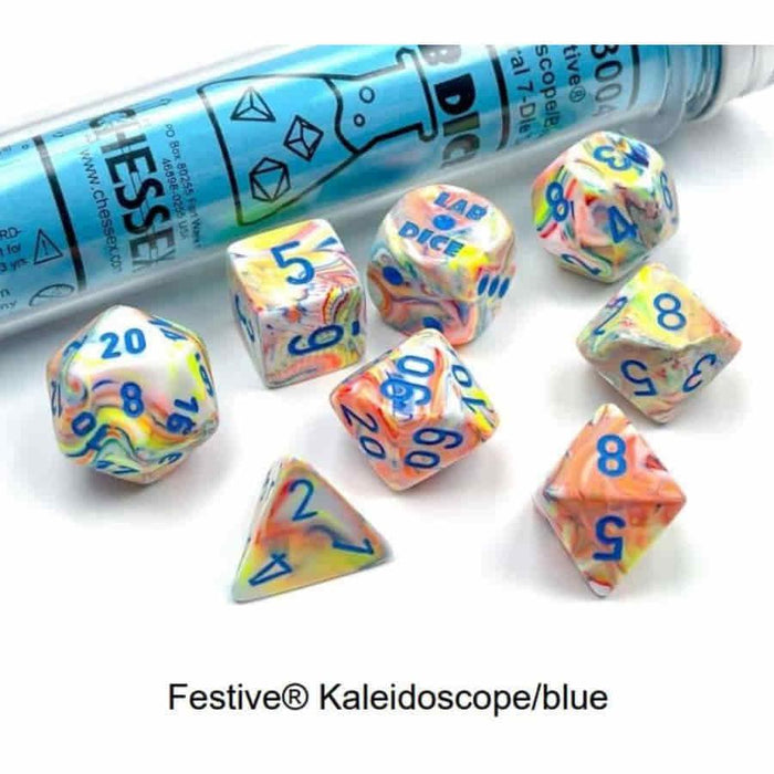 7ct Lab Dice (Series 5) -Festive Kaleidoscope/Blue - Boardlandia