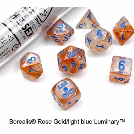 7ct Lab Dice (Series 5) -Borealis (Luminary) Rose Gold/Light Blue - Boardlandia