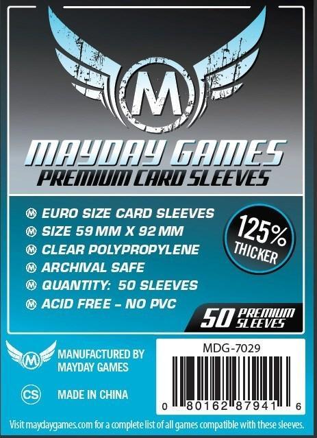 Mayday Games Premium Card Sleeves Euro Size 59X92Mm - 50 Ct. (7029) - Boardlandia
