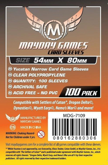 Mayday Games Yucatan Narrow Card Sleeves 54X80 - 100 Ct. (7109) - Boardlandia