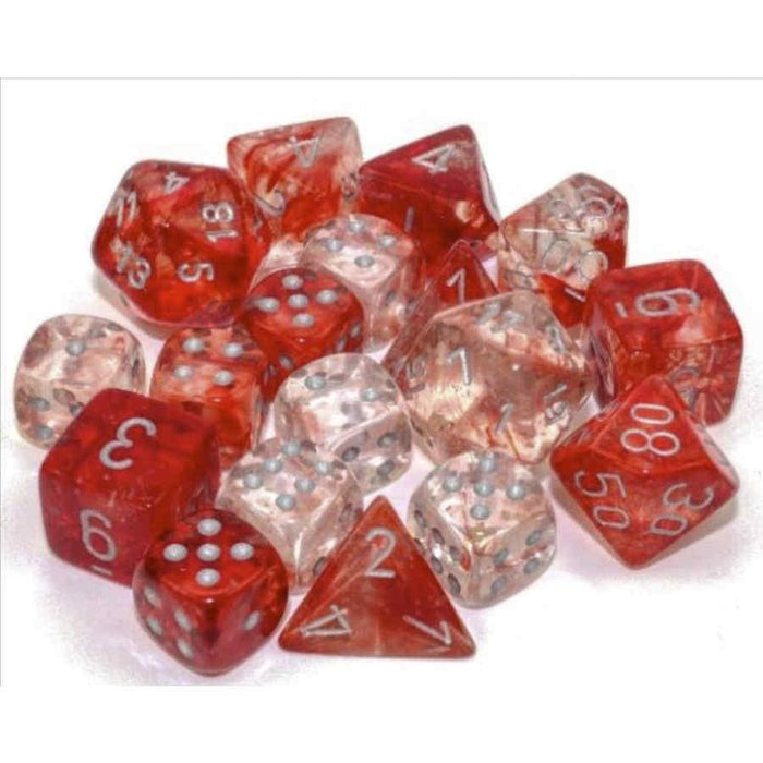 7Ct Polyhedral Set: Nebula Luminary: Red W/ Silver - Boardlandia