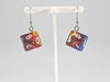 Dice Earrings: D10 (1's) - Red, Yellow, and Blue - Boardlandia