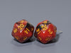 Mini Dice Earrings: D20 Posts - Red and Black with Gold - Boardlandia