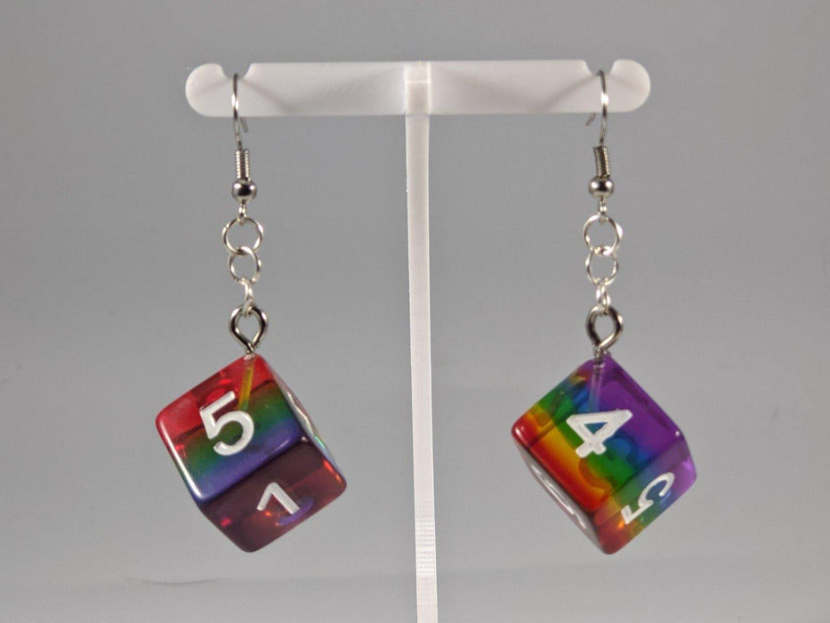Dice Earrings: D6 - Rainbow - Boardlandia